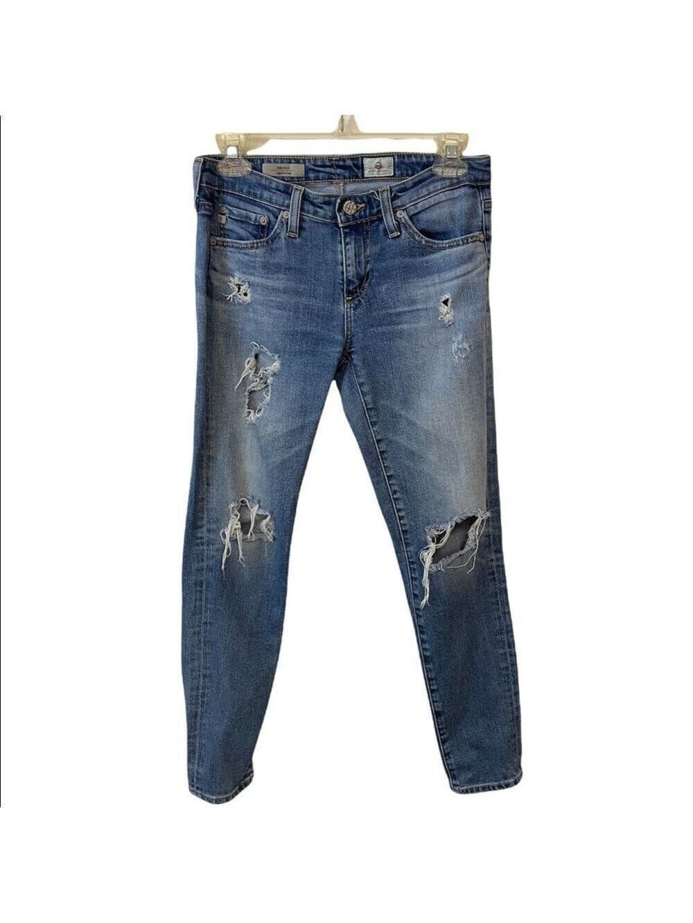 AG The Stilt Cigarette Leg Destroyed Distressed Denim Jeans 25 R